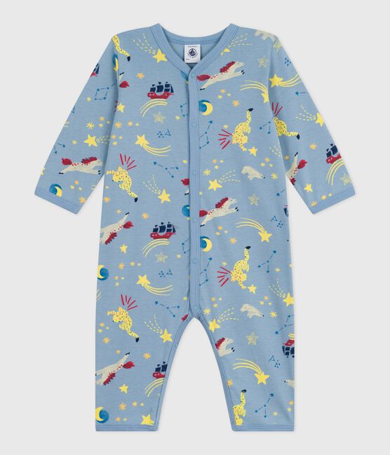 Babies' printed cotton footless pyjama suit ADRIATIC blue/MULTICO