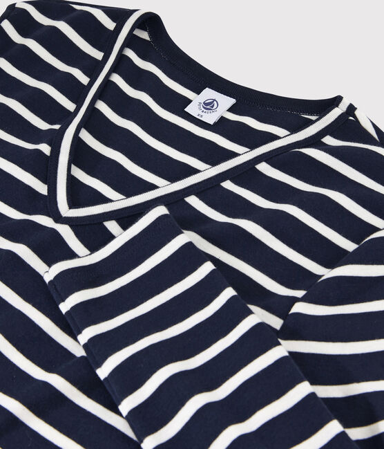 Women's iconic V-neck T-shirt SMOKING blue/MARSHMALLOW white