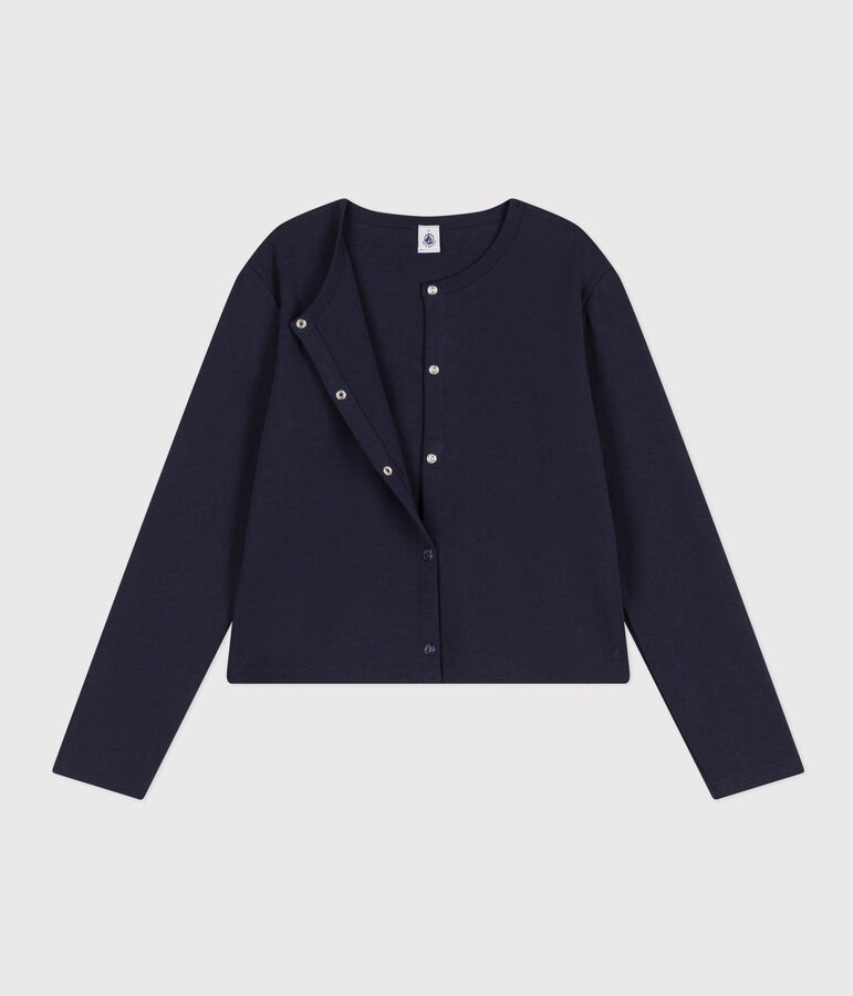 Women's Cotton Poppered Cardigan blue