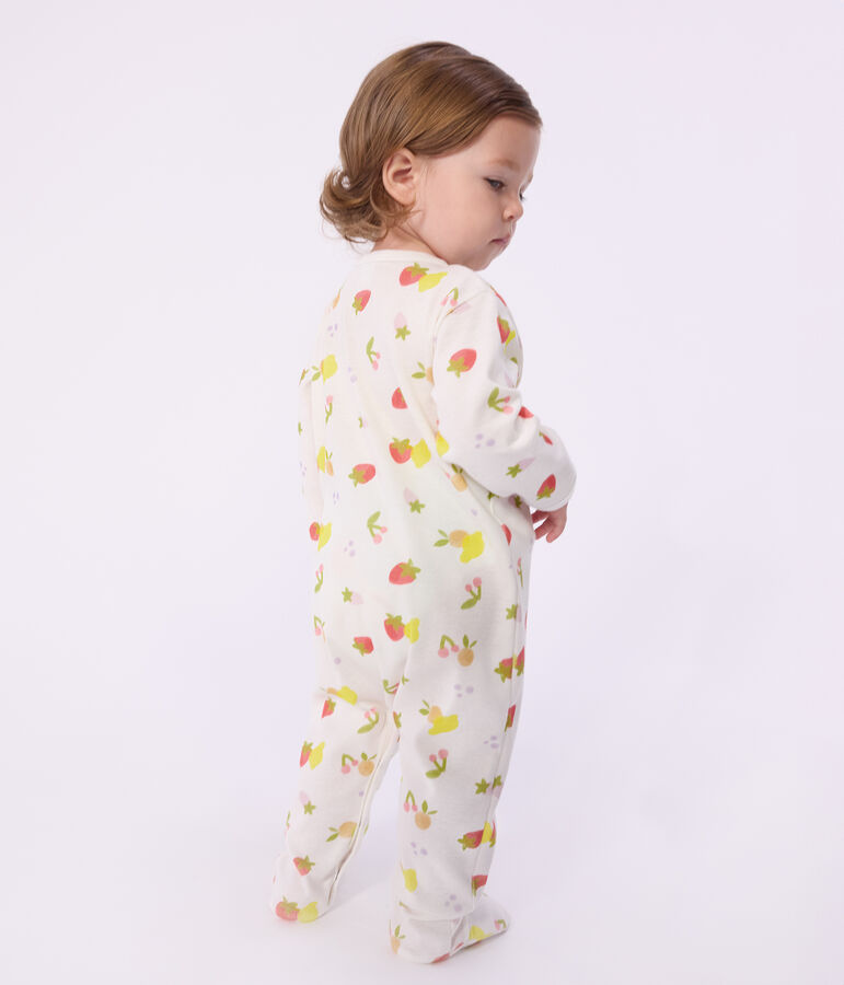 Babies' fruit print cotton pyjama suit MARSHMALLOW white/MULTICO white