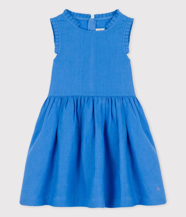 Girls' Sleeveless Linen Dress blue