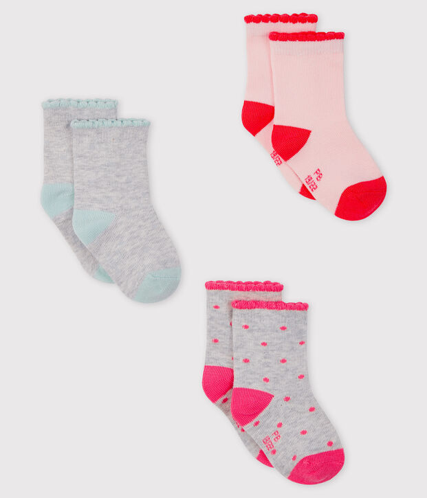 Set of 3 pairs of socks for baby girls multicolor