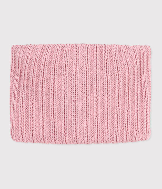 Children's fleece-lined knitted snood CHARME pink
