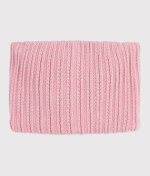 Children's fleece-lined knitted snood pink