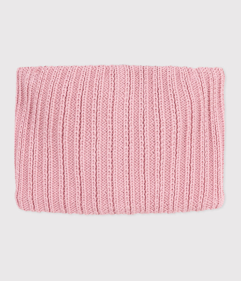 Children's fleece-lined knitted snood pink