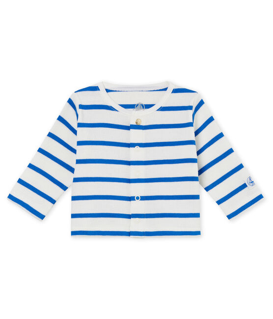 Unisex baby striped cardigan MARSHMALLOW white/COOL blue