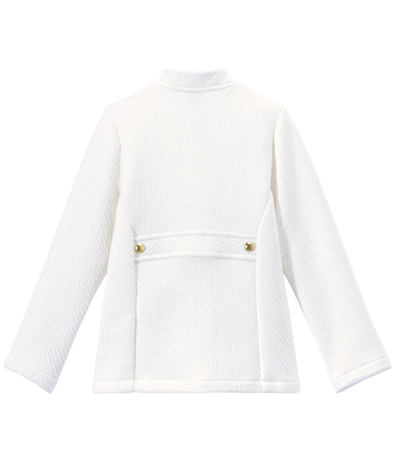 Girl's quilted double knit coat white