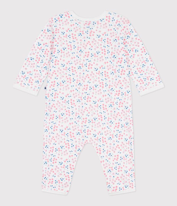 Babies' footless floral-print cotton pyjama suit white/multicolor