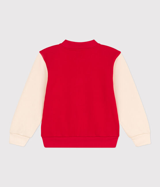 Boys' Fleece Baseball Jacket PEPS red/AVALANCHE white