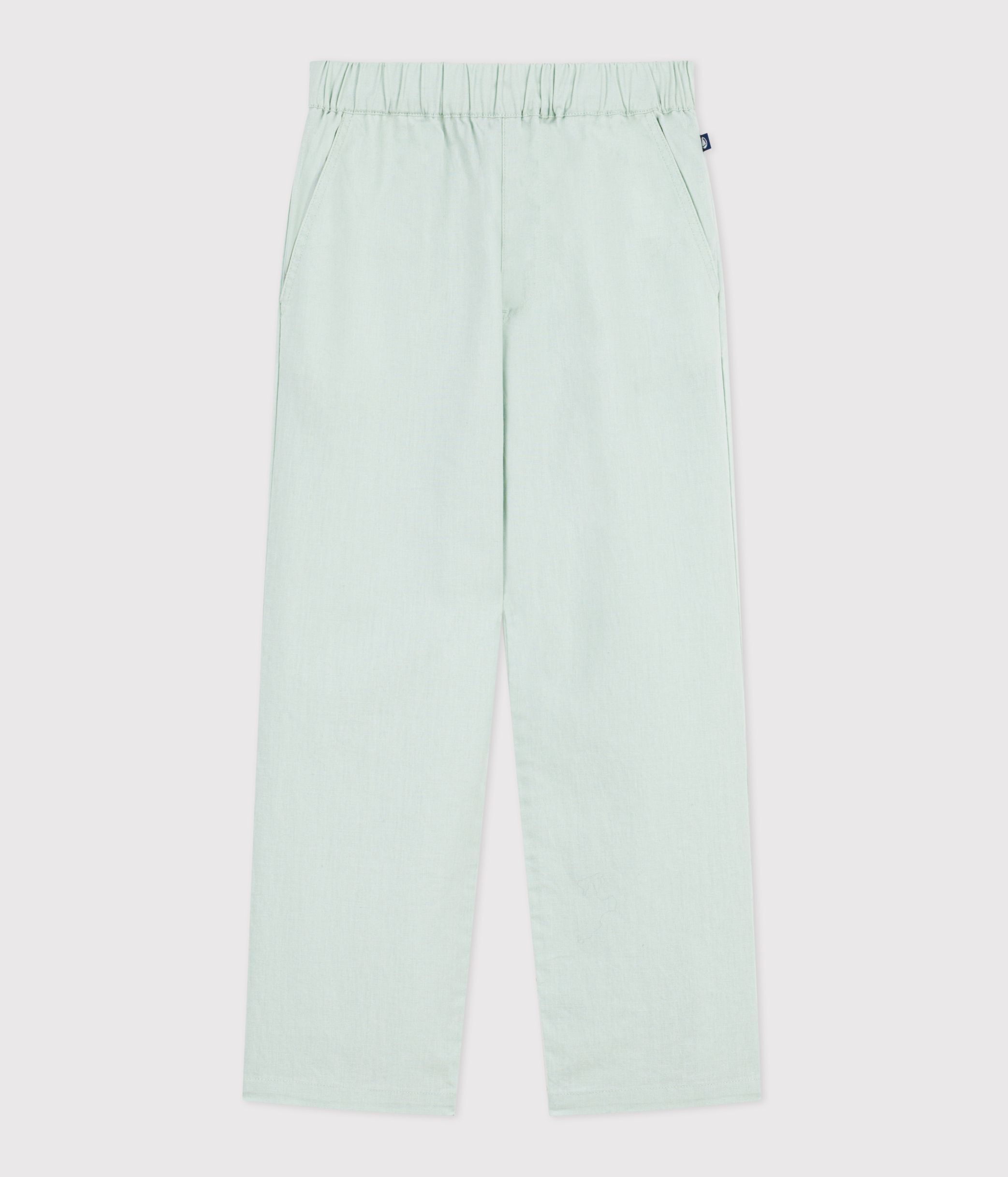 Children's cotton and linen trousers green