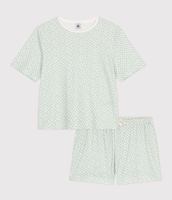 Women's short floral cotton pyjamas MARSHMALLOW /PAUL