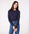 Women's Iconic long-sleeved wool and cotton T-shirt SMOKING blue
