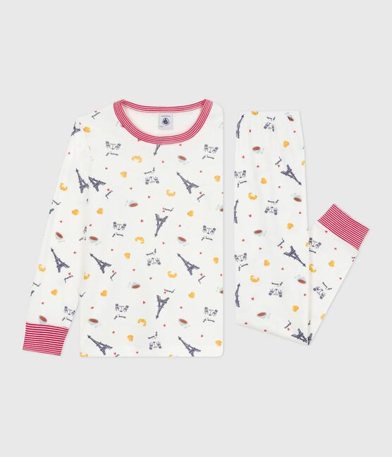 Children's Paris print cotton pyjamas MARSHMALLOW white/MULTICO white