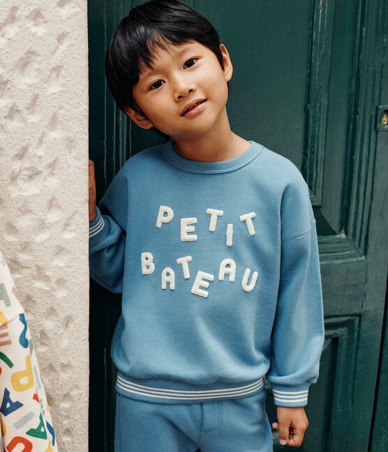 Fleece sweatshirt for girls or boys BEACH blue
