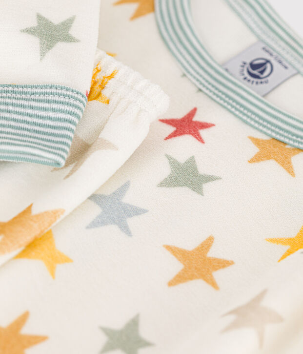 Children's star print velour pyjamas. white/multicolor