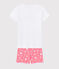 Girls' "Bonheur" Cotton Short Pyjamas MARSHMALLOW white/MULTICO white