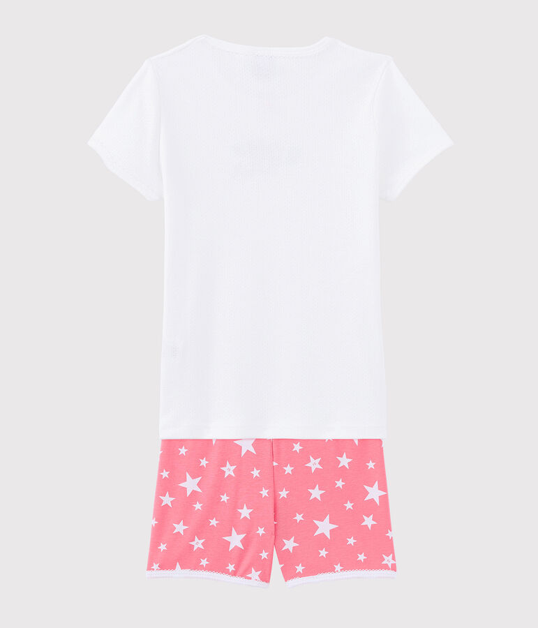 Girls' Bonheur Cotton Short Pyjamas MARSHMALLOW white/MULTICO white