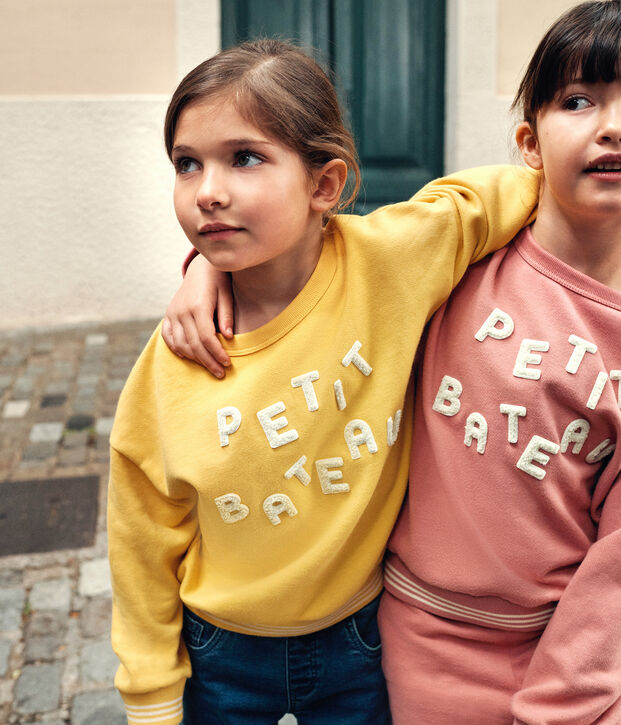 Fleece sweatshirt for girls or boys yellow