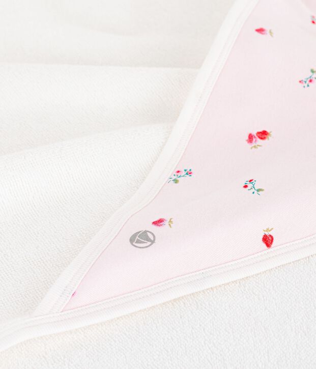 Babies' square cotton bath wrap pink/multicolor