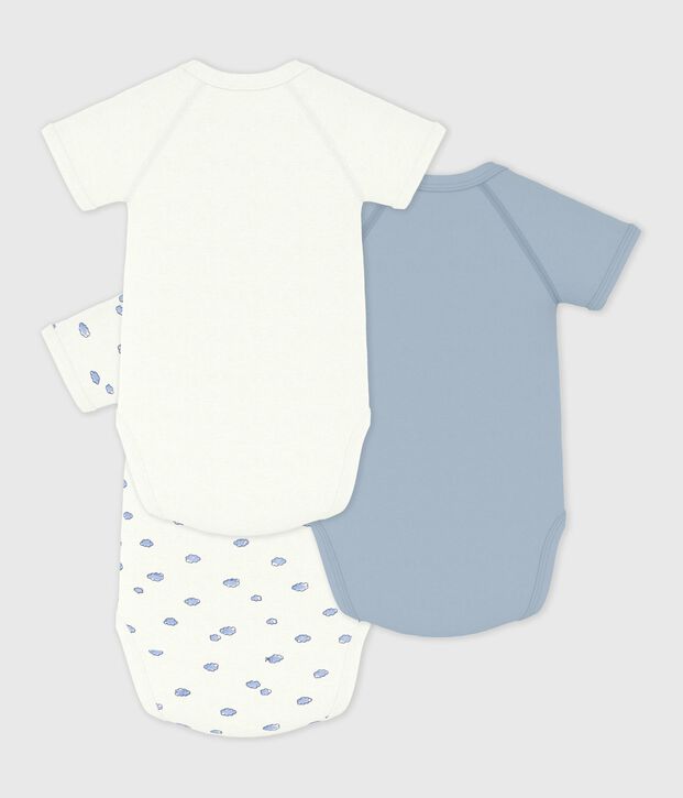 Pack of babies' short-sleeved printed cotton wrapover bodies multicolor