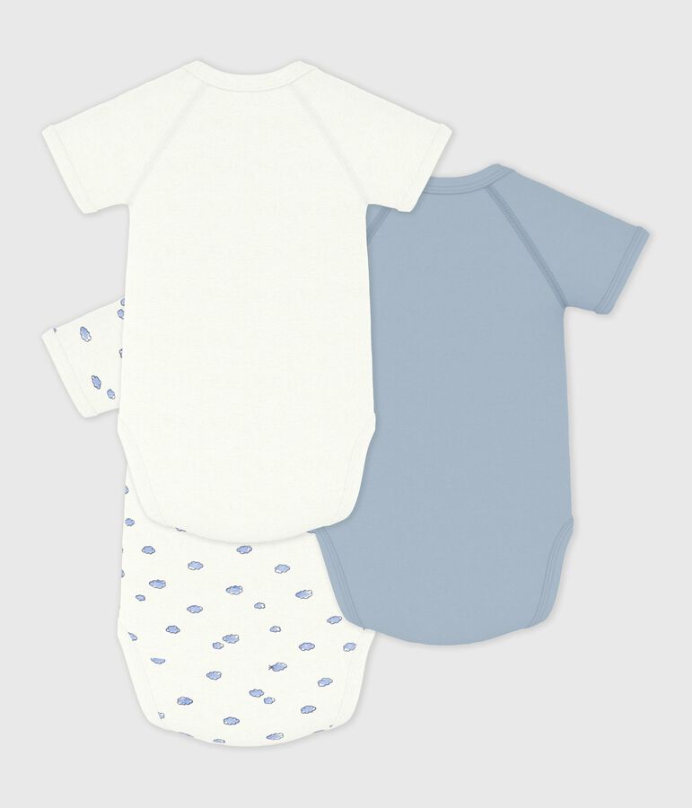 Pack of babies' short-sleeved printed cotton wrapover bodies multicolor
