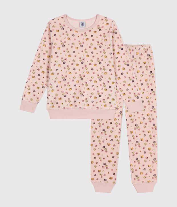 Children's floral print velour pyjamas pink/multicolor