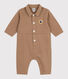 Babies' long, plain overall-style cotton playsuit