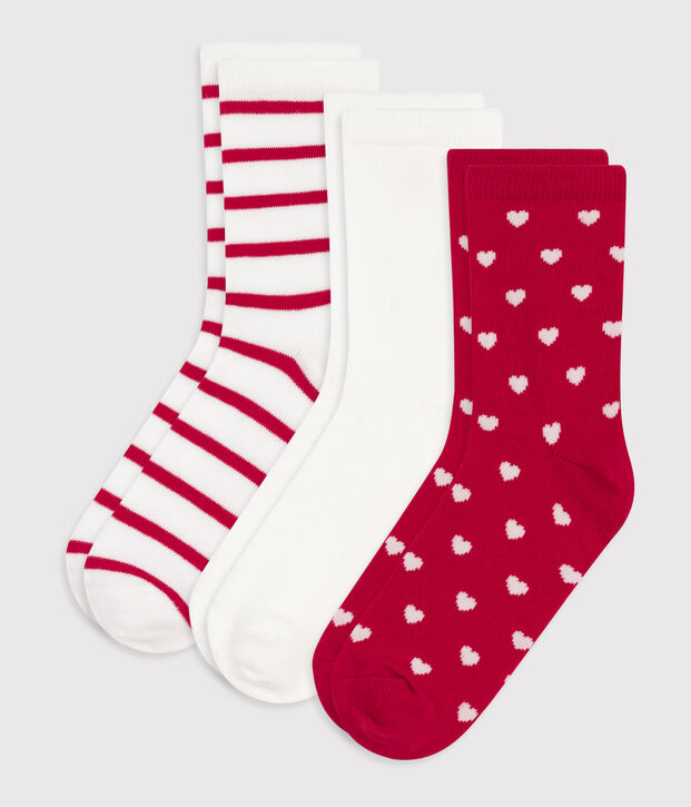 Children's heart-print cotton socks - 3-Pack multicolor
