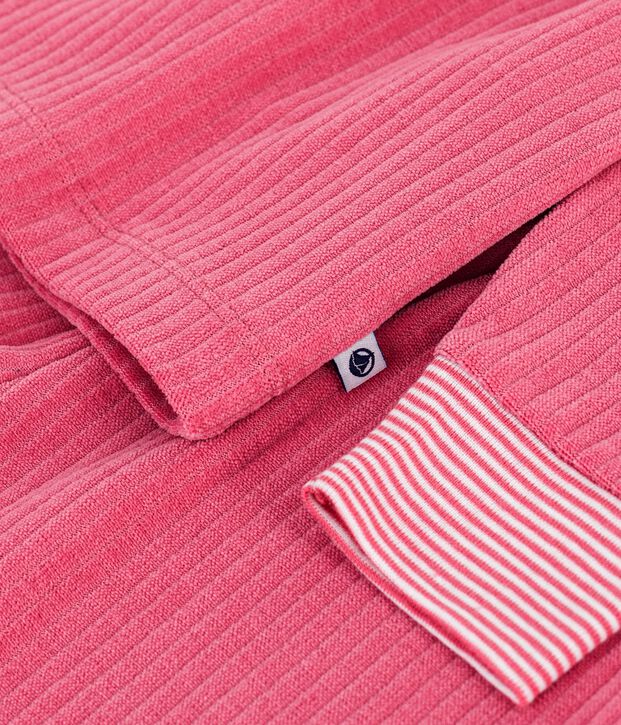 Children's plain ribbed velour pyjamas pink