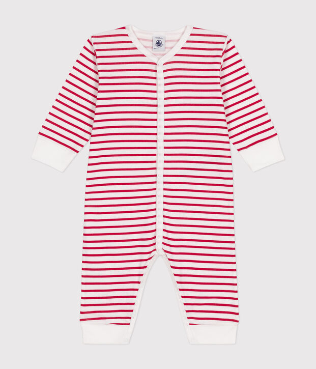 Babies' footless cotton pyjamas white/red