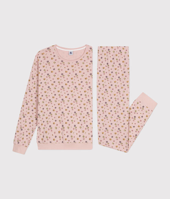 Women's cotton floral print pyjamas SALINE pink/MULTICO white