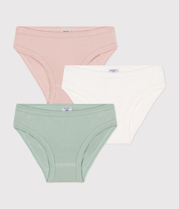Children's plain cotton knickers - 3-pack multicolor