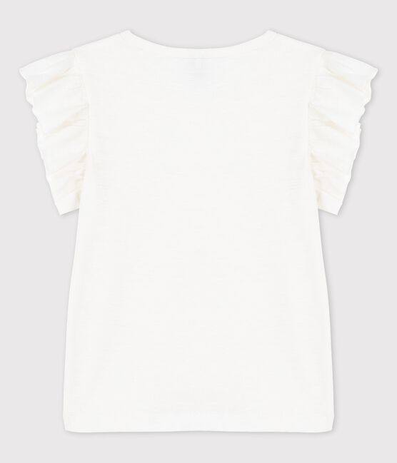 Girls' Short-Sleeved Cotton T-Shirt MARSHMALLOW white