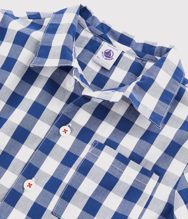 Boys' Checked Twill Pyjamas blue/white