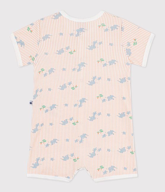Babies' short animal print cotton jumpsuit MARSHMALLOW white/MULTICO white