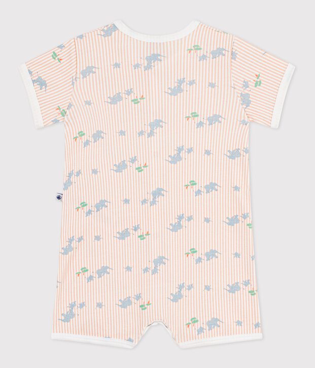 Babies' short animal print cotton jumpsuit white/multicolor