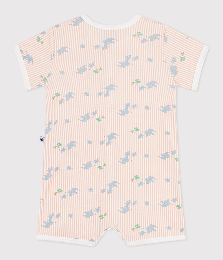 Babies' short animal print cotton jumpsuit white/multicolor