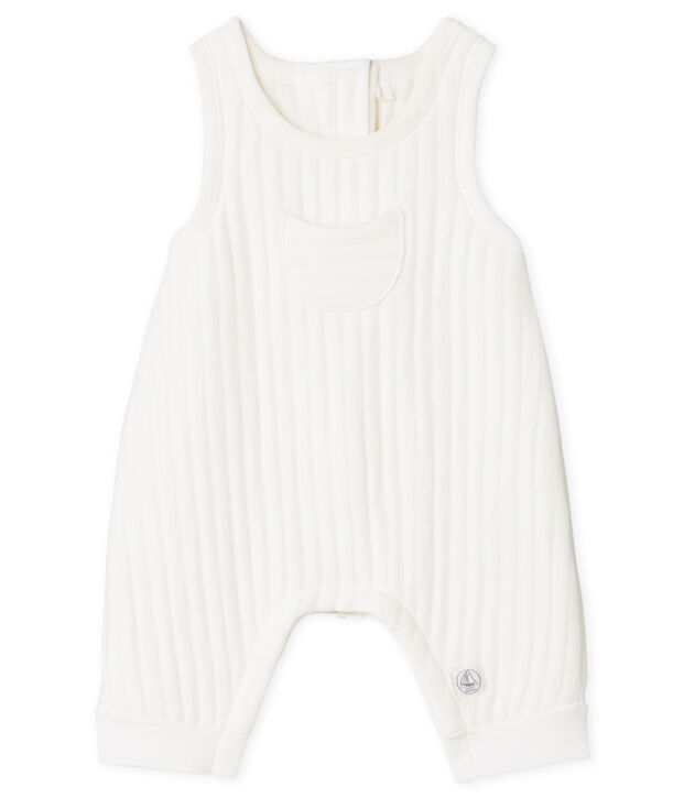 Baby Boys' Long Quilted Tube-Knit Dungarees white