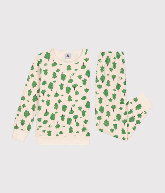 Children's tree print brushed terry towelling pyjamas AVALANCHE white/MULTICO