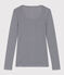 Women's second-skin lightweight stripy cotton T-shirt SMOKING blue/MARSHMALLOW white