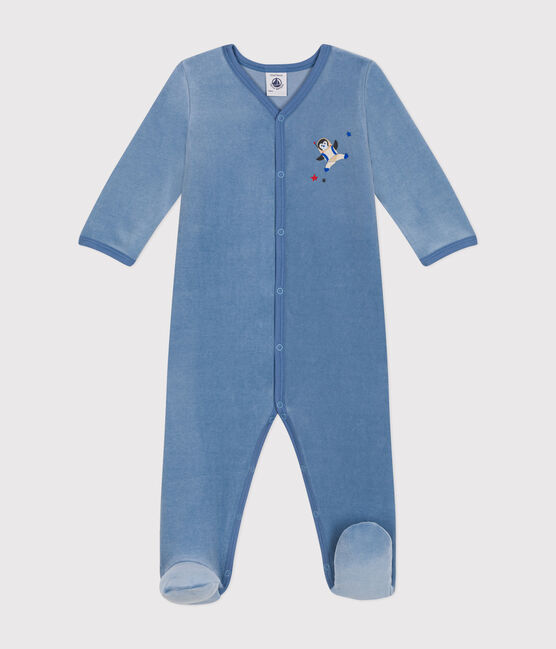 Babies' velour pyjamas BEACH blue