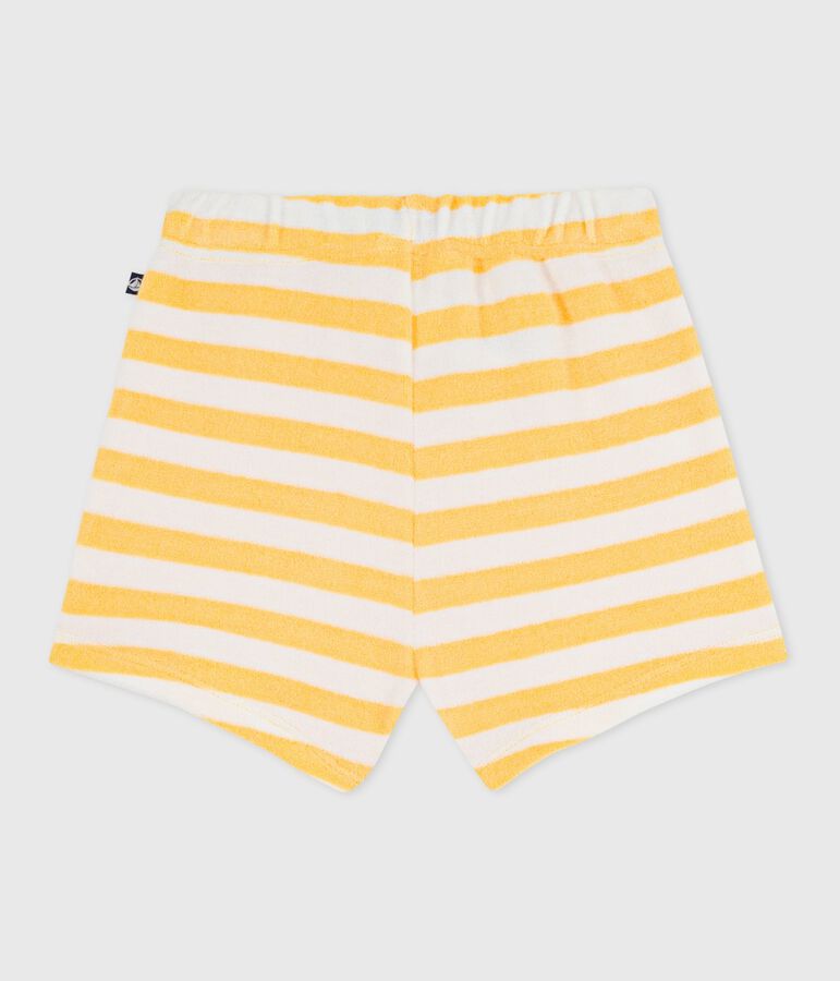 Babies' stripy terry shorts yellow/white