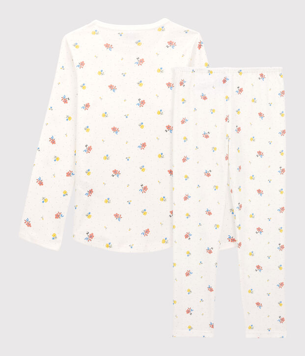 Girls' Floral Cotton Pyjamas white/multicolor