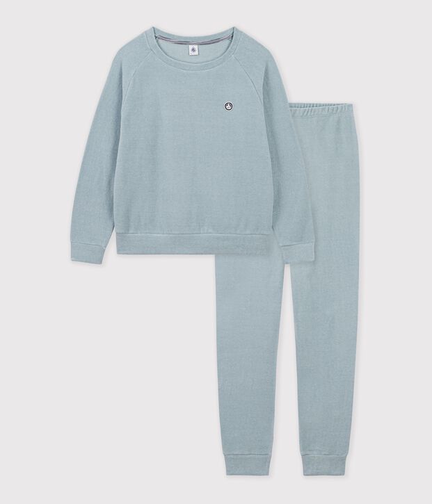 Women's plain cotton terry pyjamas SEDUMBLUE
