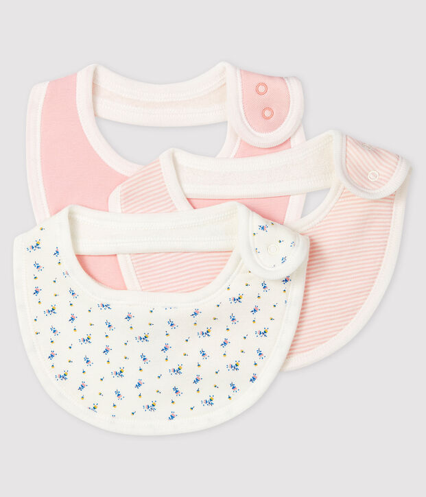Baby Girls' Ribbed Bibs - 3-Piece Set multicolor