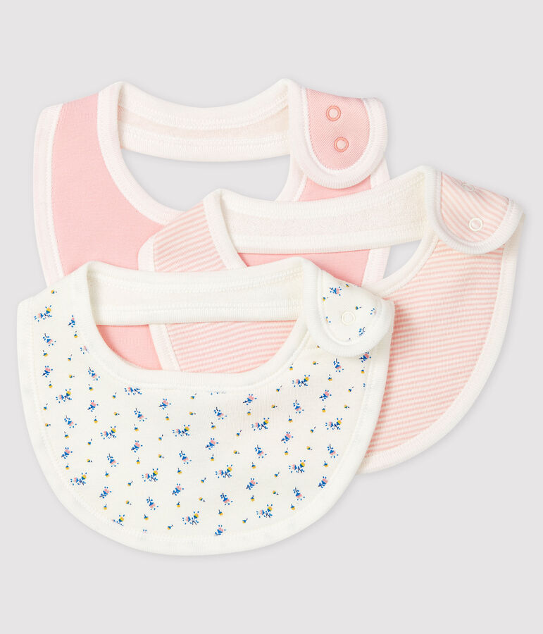 Baby Girls' Ribbed Bibs - 3-Piece Set multicolor