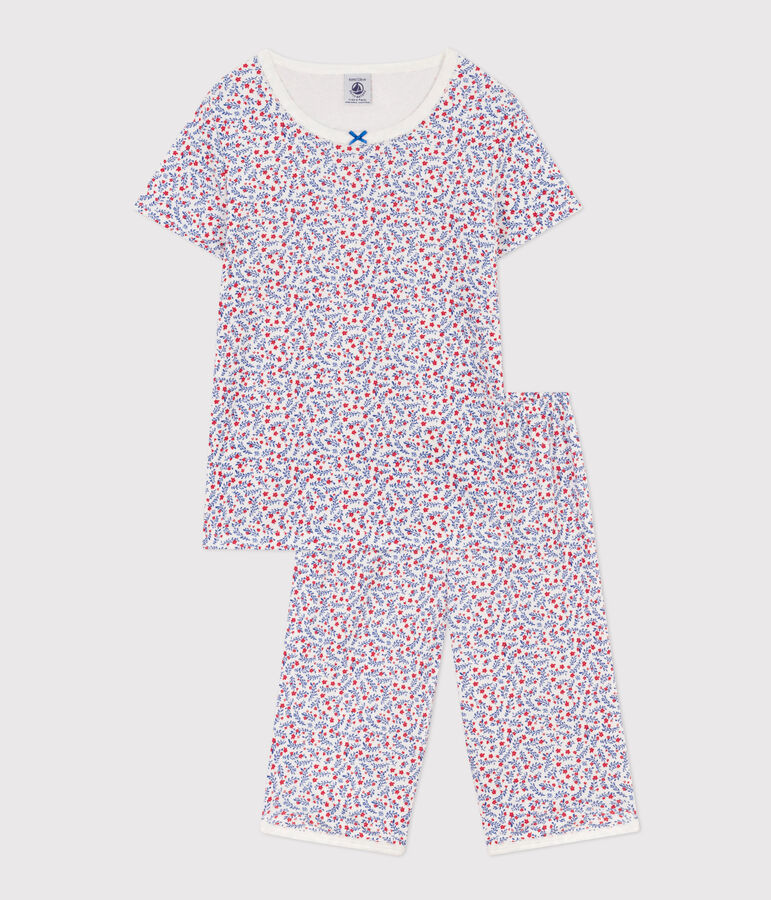Girls' Floral Cotton Short Pyjamas white/multicolor