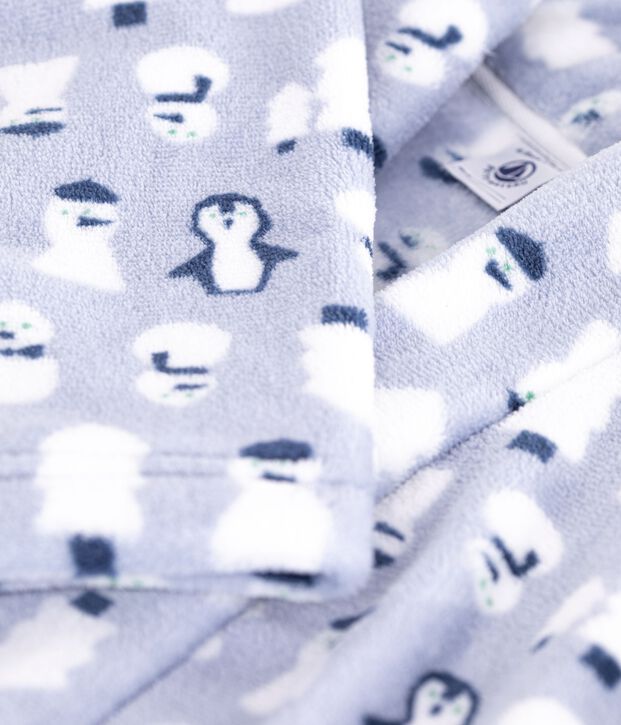 Children's printed fleece dressing gown blue/multicolor