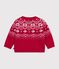 Babies' jumper in wool and cotton with a jacquard pattern red/multicolor