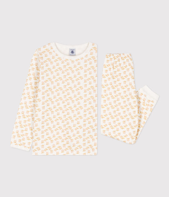 Girls' Floral Tube Knit Pyjamas MARSHMALLOW white/MULTICO white